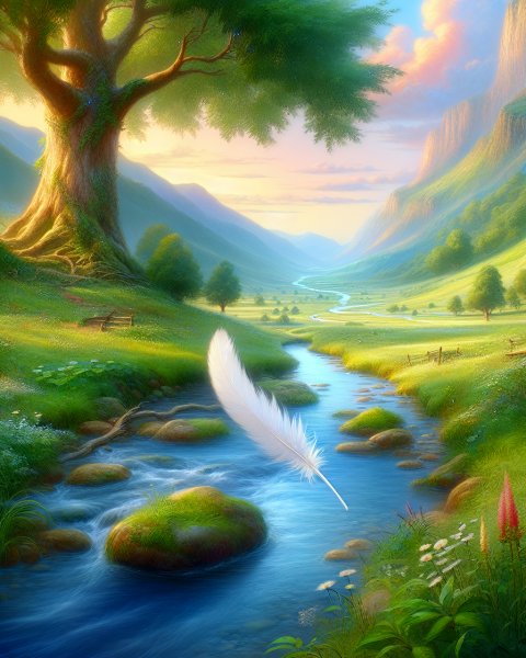 Illustration für Gute-Nacht-Geschichte: Die fliegende Feder