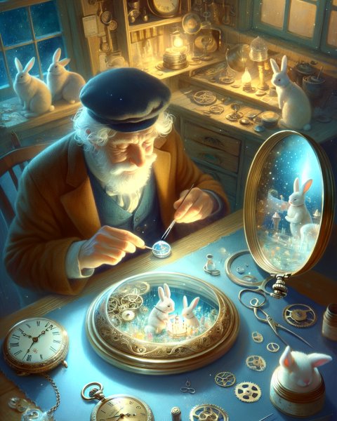 Illustration für Gute-Nacht-Geschichte: Der Taschenuhren-Macher und seine Zeitabenteuer