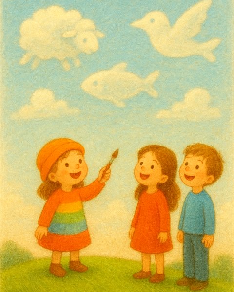 Illustration für Gute-Nacht-Geschichte: Die Wolkenmalerin