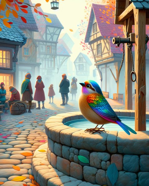 Illustration für Gute-Nacht-Geschichte: Susis funkelnde Federn