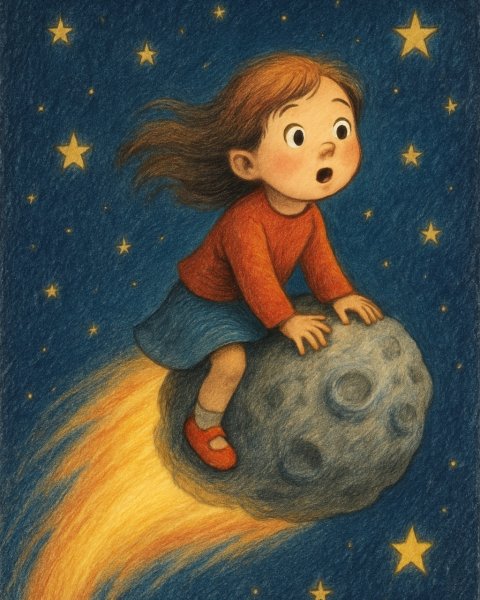 Illustration für Gute-Nacht-Geschichte: Der Weg des kleinen Kometen