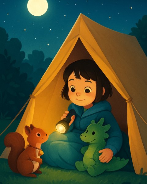 Illustration für Gute-Nacht-Geschichte: Noras Zeltabenteuer