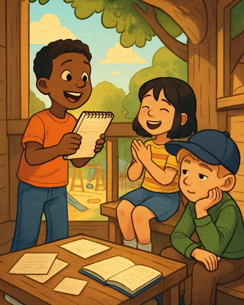 Illustration für Gute-Nacht-Geschichte: Der geheime Code der Spielplatzbande