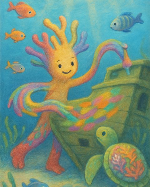 Illustration für Gute-Nacht-Geschichte: Tiefseeabenteuer mit Korallio