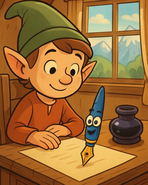 Illustration für Gute-Nacht-Geschichte: Der Füller und die Tinte der Gedanken