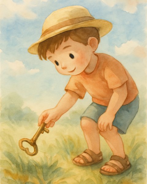 Illustration für Gute-Nacht-Geschichte: Die Reise des verlorenen Schlüssels