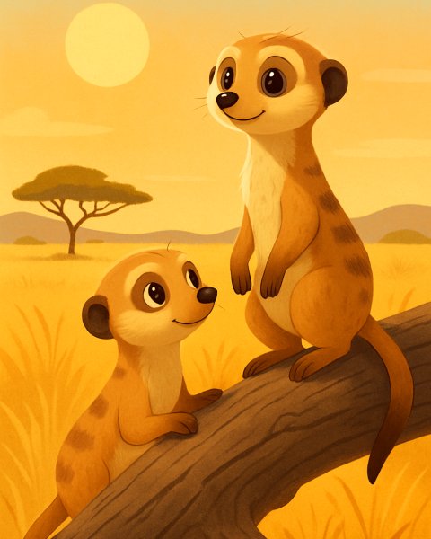 Illustration für Gute-Nacht-Geschichte: Die Sprache der Erdmännchen