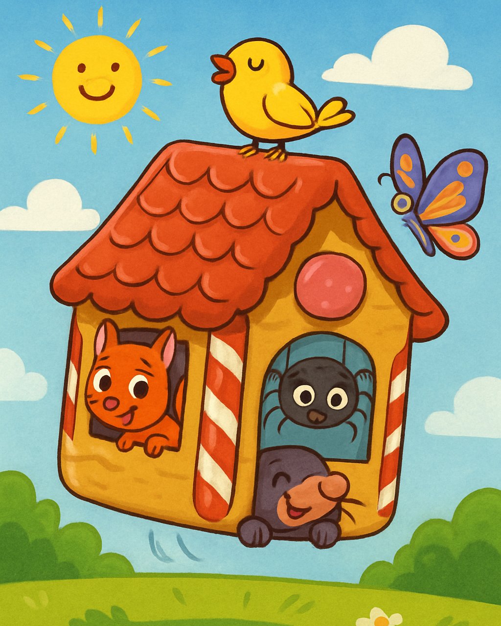 Das fliegende Zuckerhaus voller Tiere